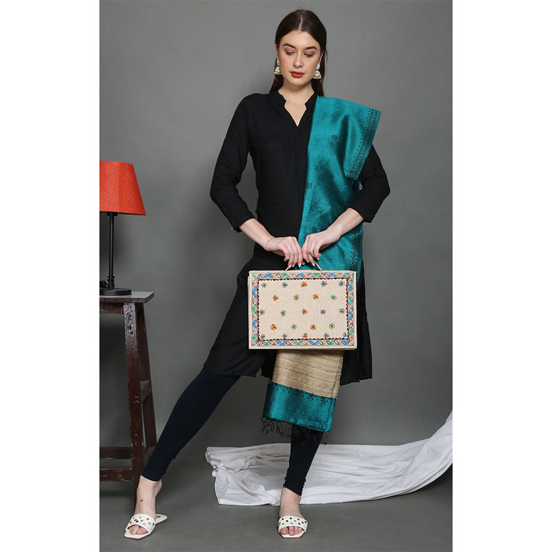 Colourful Floral Madhubani Laptop Bag