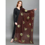 Grown Ups Brown Organza Phulkari Embroidered Dupatta