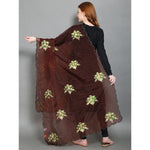 Grown Ups Brown Organza Phulkari Embroidered Dupatta