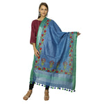 Pure Blue Taste Linnen Dupatta With Block Prints