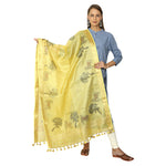 Sheer Elegance Tusser Linnen Dupatta With Block Prints