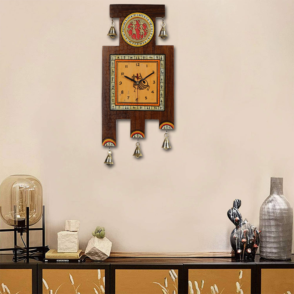 The Drum And The Drummer Tribal Bell Wall Clock