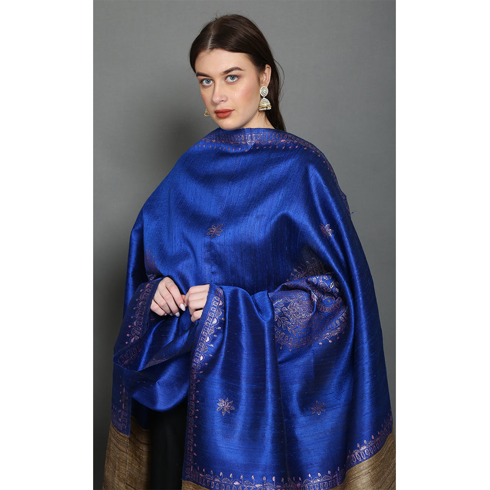 Royal Blue Madhubani Silk Dupatta
