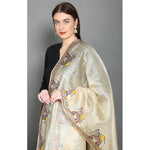 Elephant Tusser Madhubani Silk Dupatta