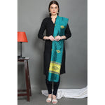 Silk Hand Woven Peacock Teal Dupatta