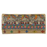 Annuttama Walking Elephant Madhubani Tusser silk Clutche