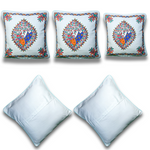 annuttama- THE FINEST Beautiful Handpainted Peacock with Lotus Motifs Madhubani Handmade Cushion (16 x16 inch) Set of 2