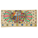 Annuttama Colorful Peacock with flower motifs Madhubani Tusser Silk Clutche