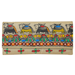 Annuttama Walking Elephant Colorful Madhubani Tusser Silk Clutches