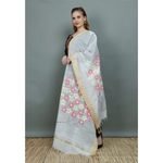 PINK AND WHITE FLOWER HAND PAINTED DUPATTA