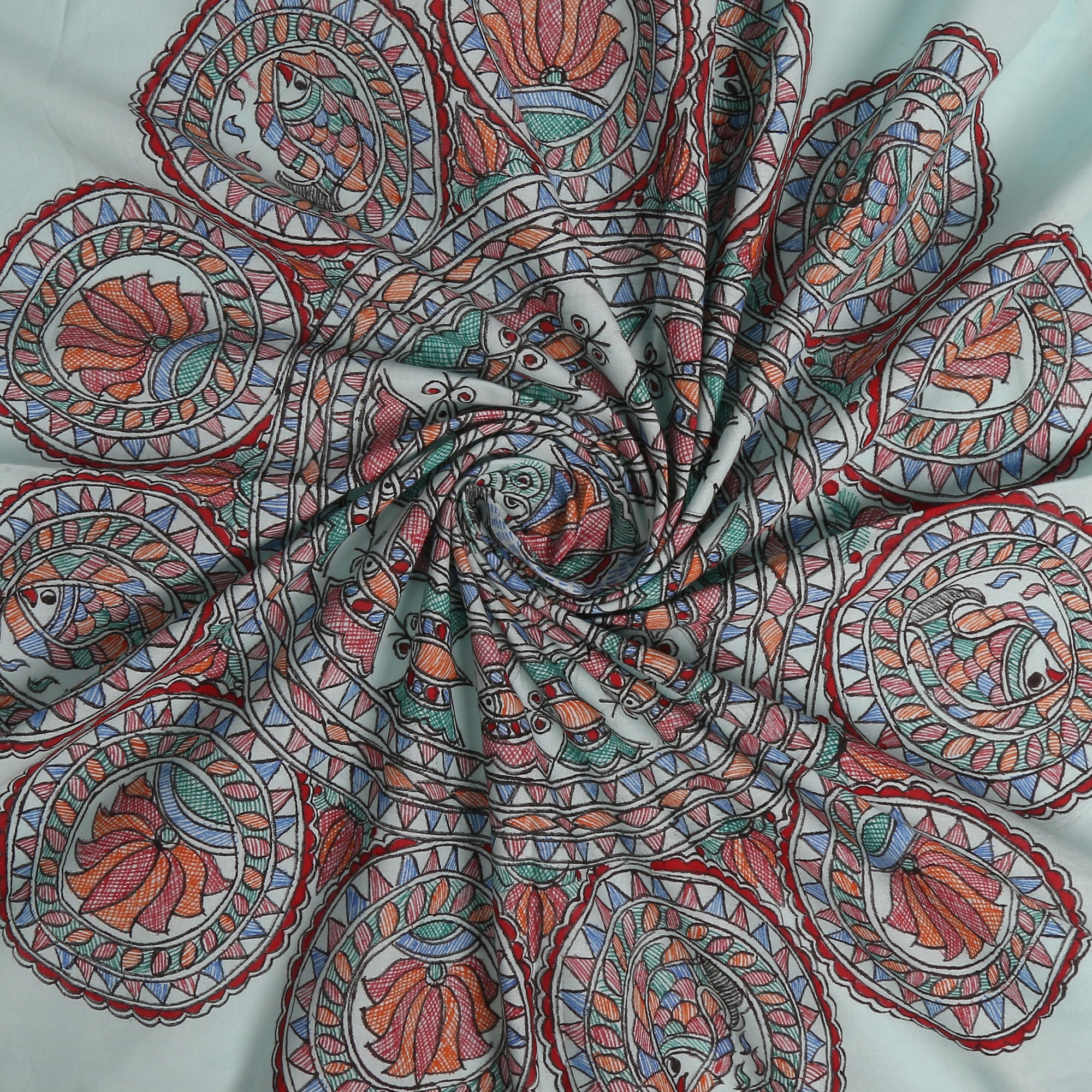 Circles And Patterns Madhubani Queen Size Bedsheet